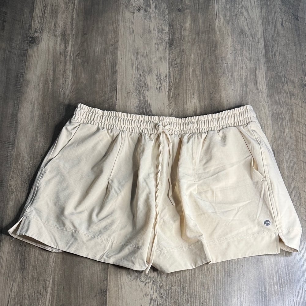 Apana Beige Elastic Waist Shorts